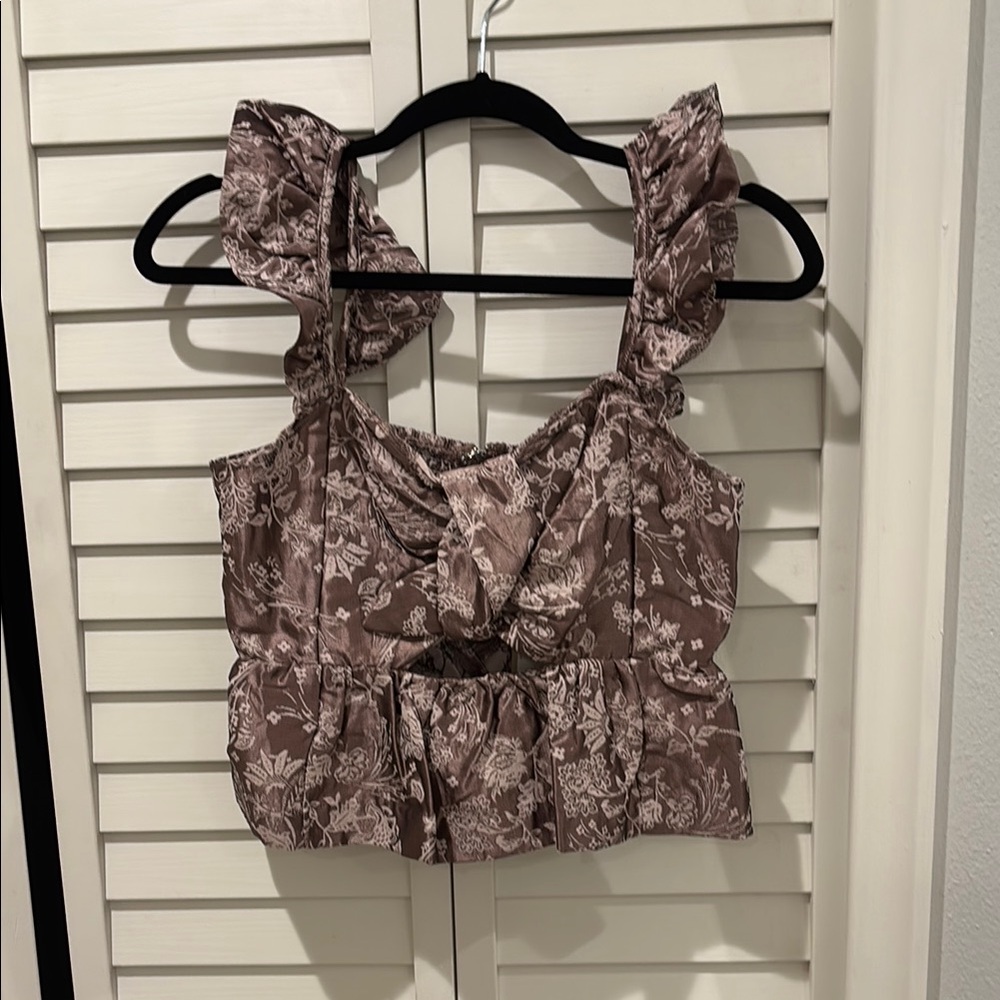 En Saison Floral Brown Sleeveless Top